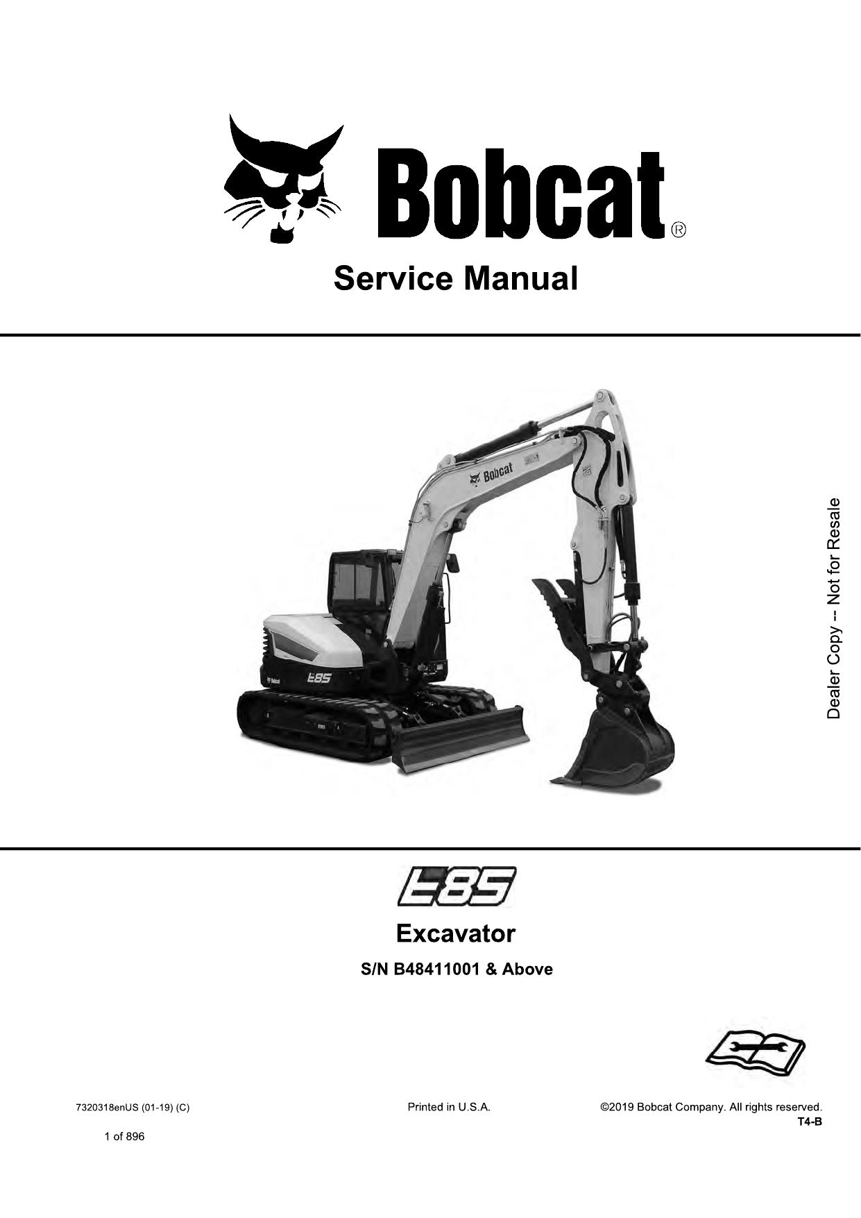 E85 Excavator Service Manual Bobcat 2